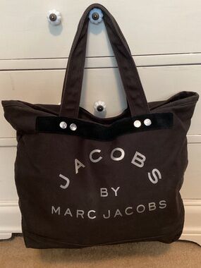 Marc Jacobs Black Canvas Tote with Silver Logo